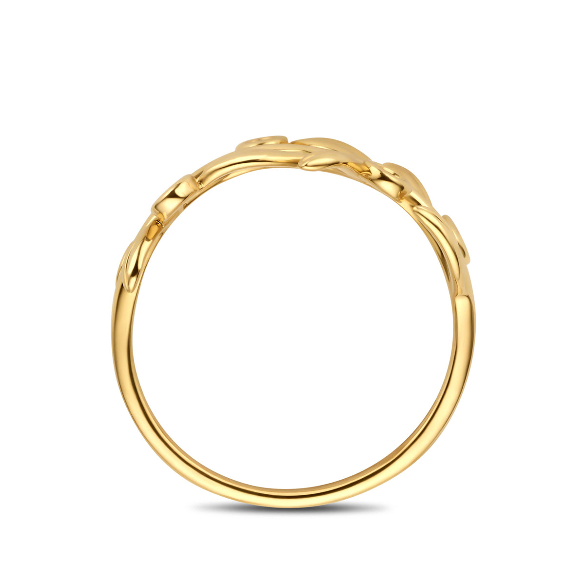Ring bladeren lab grown diamant 0.09ct f vs 14K geelgoud
