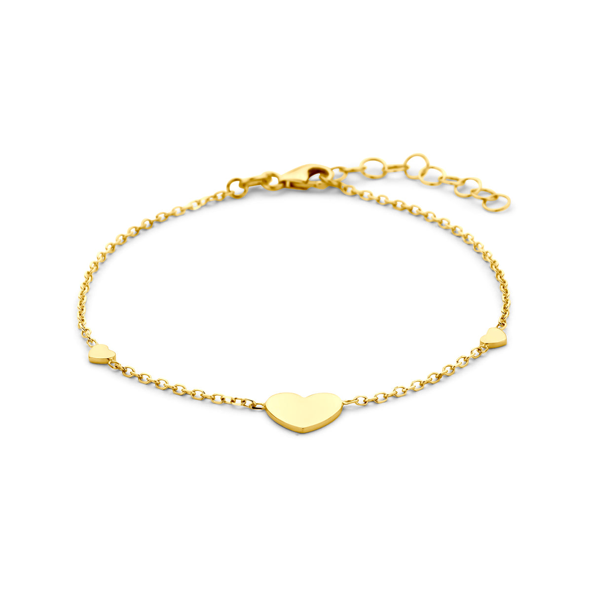 Fantasy Collection Armband hartjes 14K geelgoud 16 + 3 cm