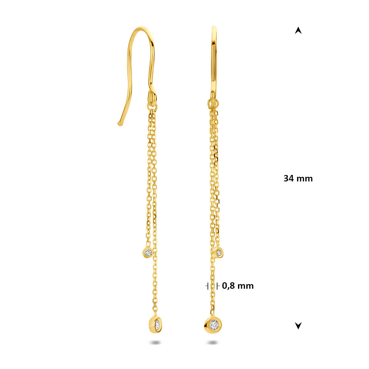 Fantasy Collection Oorhangers zirkonia franse haak 14K geelgoud 34 mm - afbeelding 4