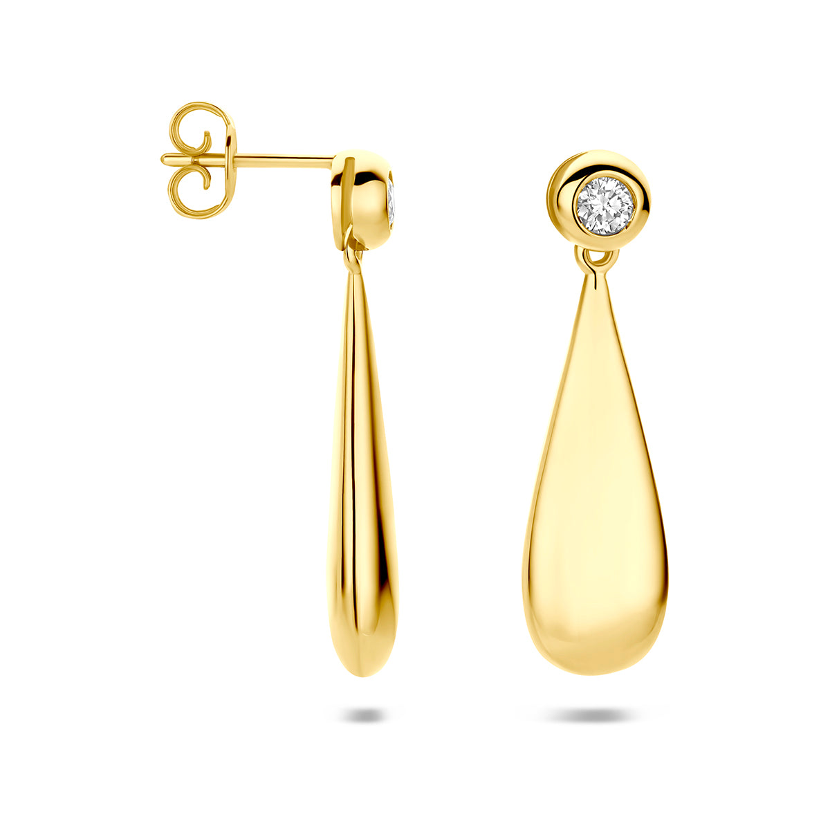 Fantasy Collection Oorhangers druppel en diamant 14K geelgoud 0.30ct (2x 0.15ct) h si 32 mm - afbeelding 3
