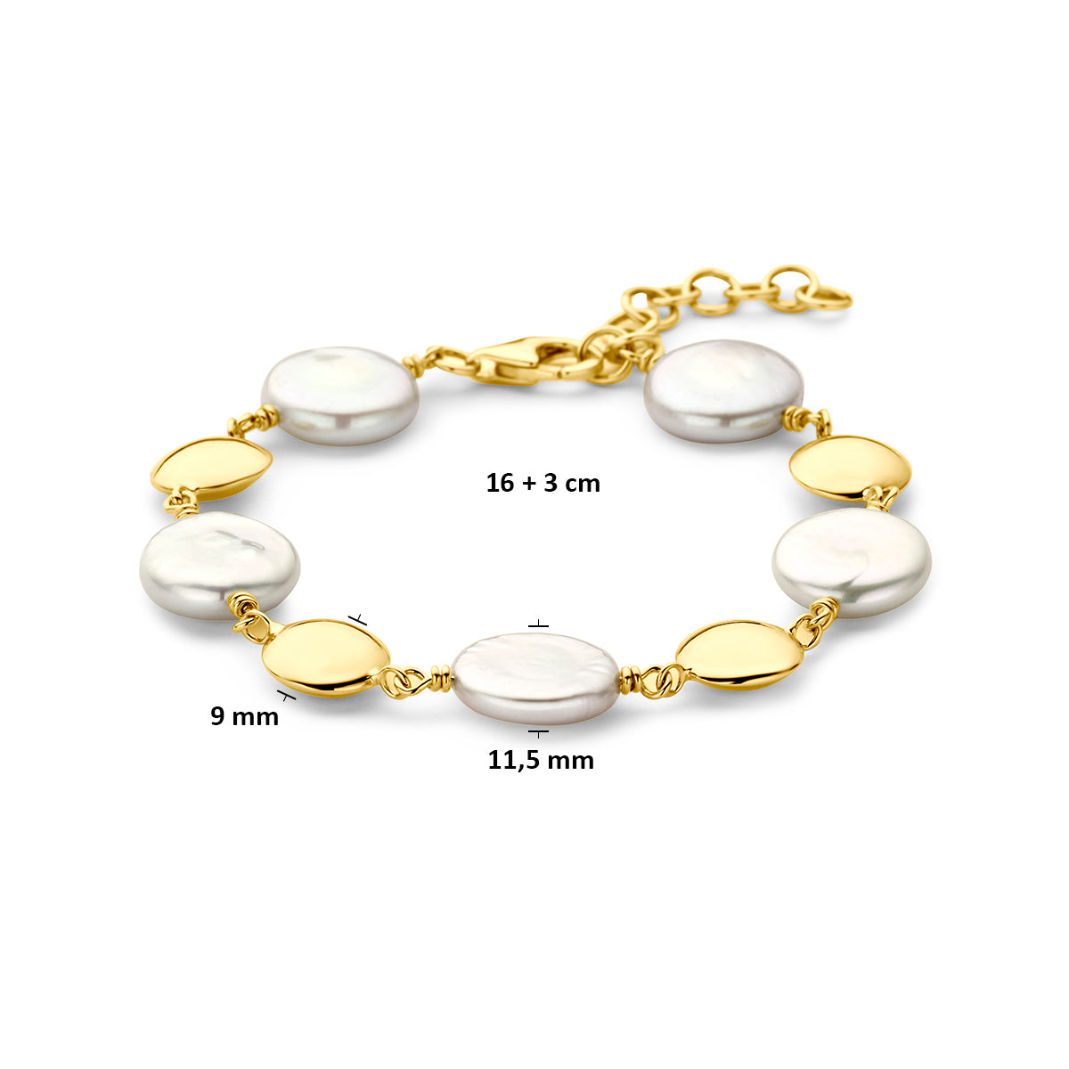 Fantasy Collection Armband parels 14K geelgoud 16 + 3 cm - afbeelding 3