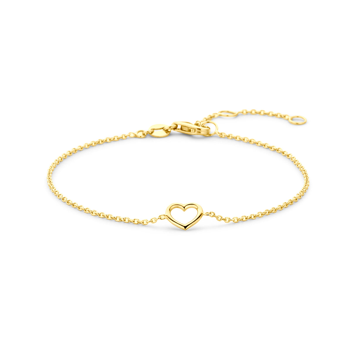 Fantasy Collection Armband hartje 14K geelgoud 16 - 17,5 - 19 cm