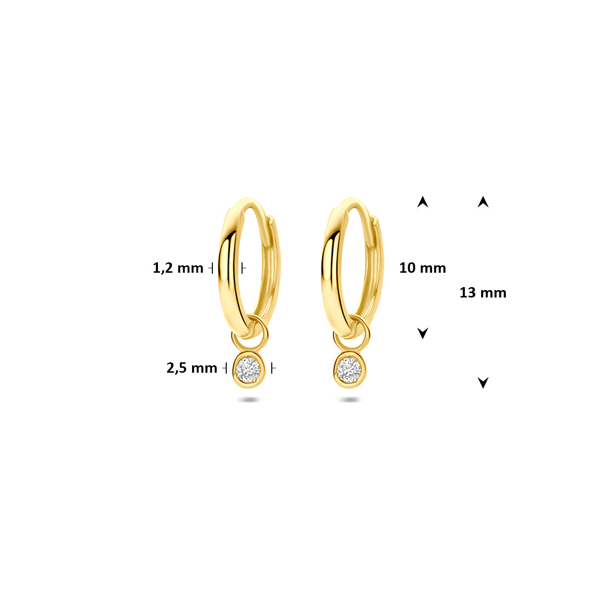 Fantasy Collection Oorringen diamant 14K geelgoud 0.11ct (2x 0.055ct) h si 13 mm - afbeelding 4