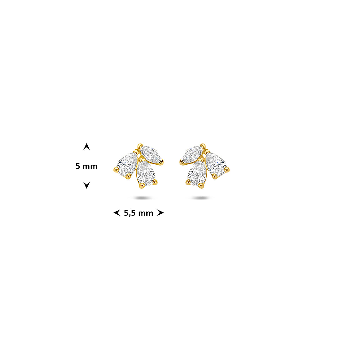 Fantasy Collection Oorknoppen zirkonia 14K geelgoud 5 mm - afbeelding 4