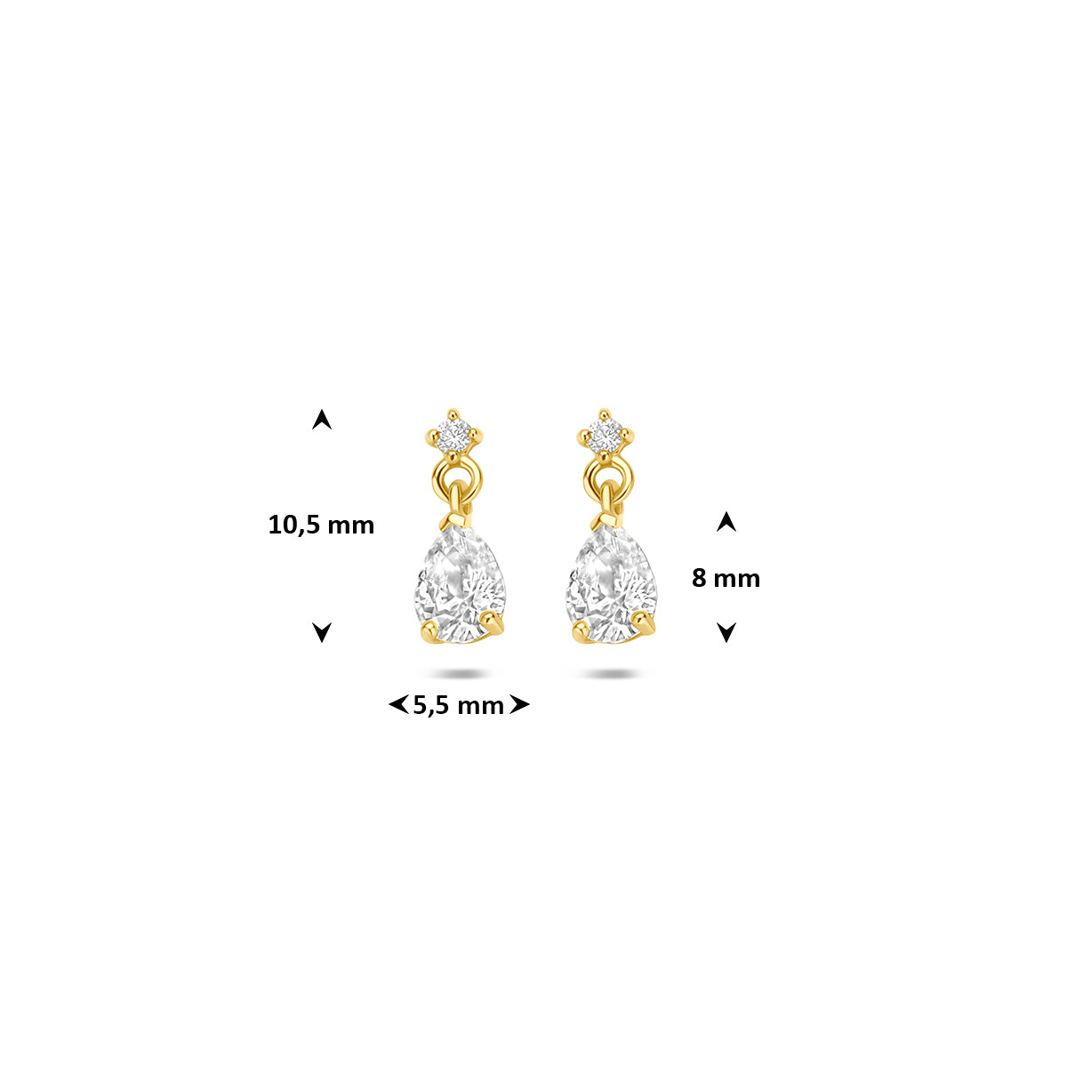 Fantasy Collection Oorhangers zirkonia 14K geelgoud 10,5 mm - afbeelding 4
