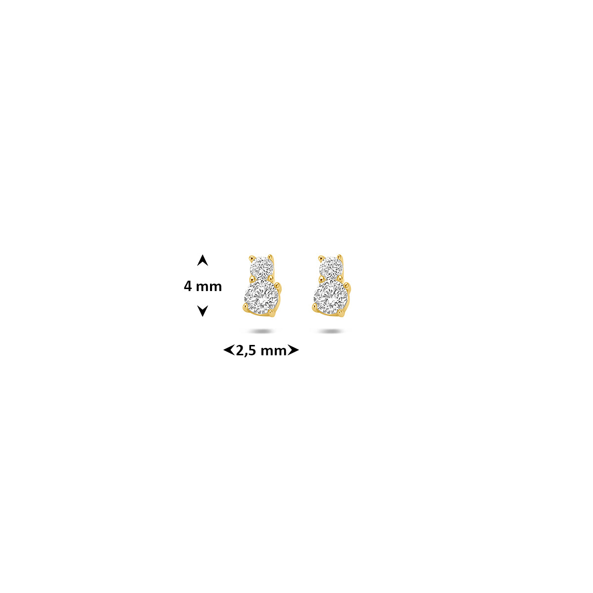 Fantasy Collection Oorknoppen zirkonia 14K geelgoud 4 mm - afbeelding 4