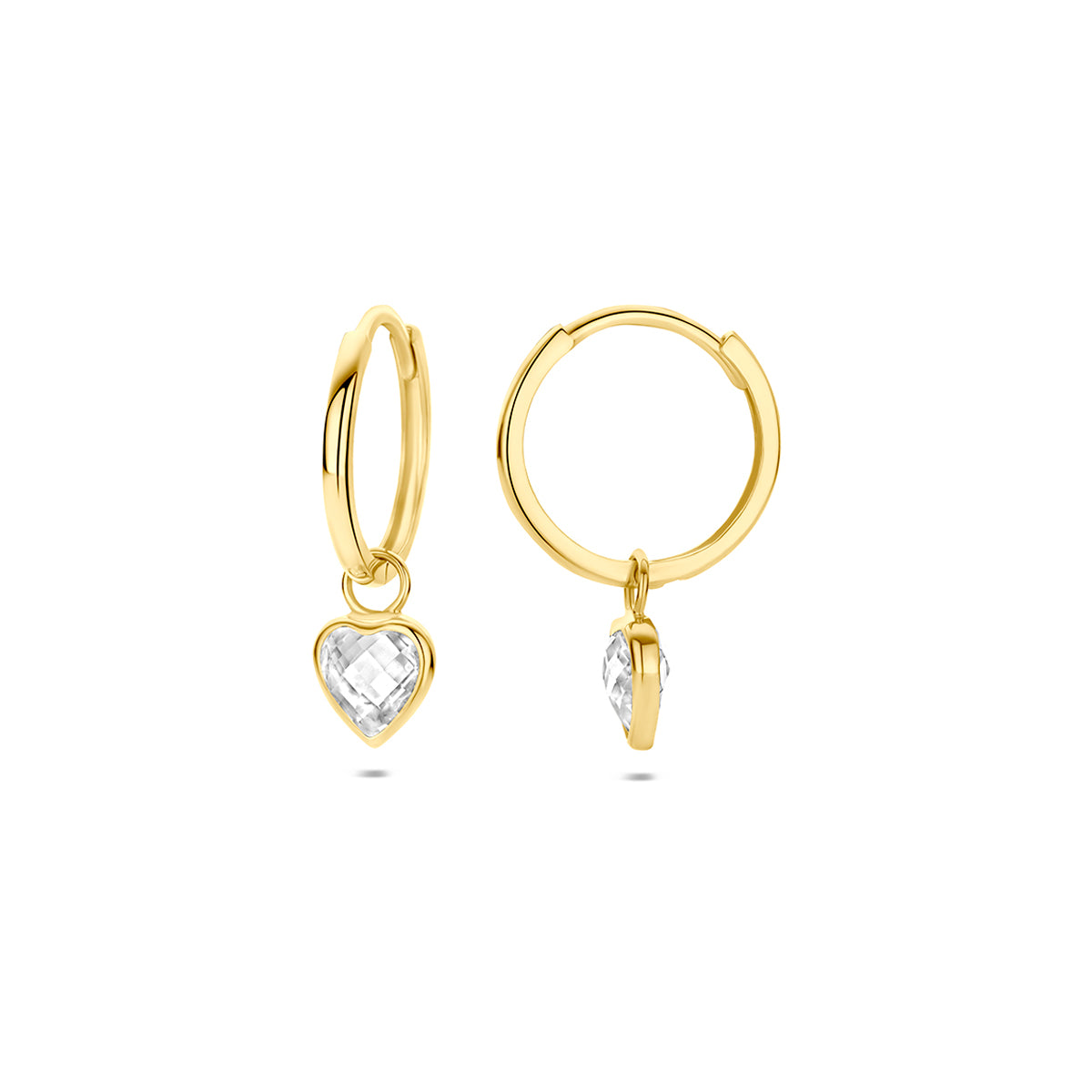 Fantasy Collection Oorringen hartje zirkonia 14K geelgoud 18,5 mm - afbeelding 3