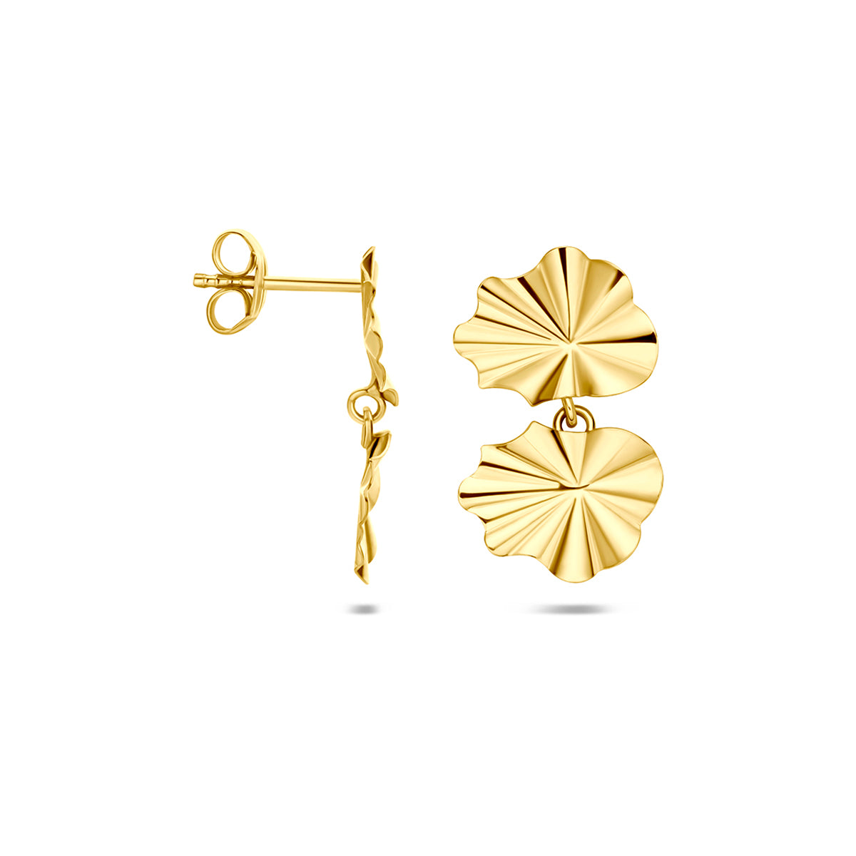 Fantasy Collection Oorhangers gehamerd 14K geelgoud 18,5 mm - afbeelding 3