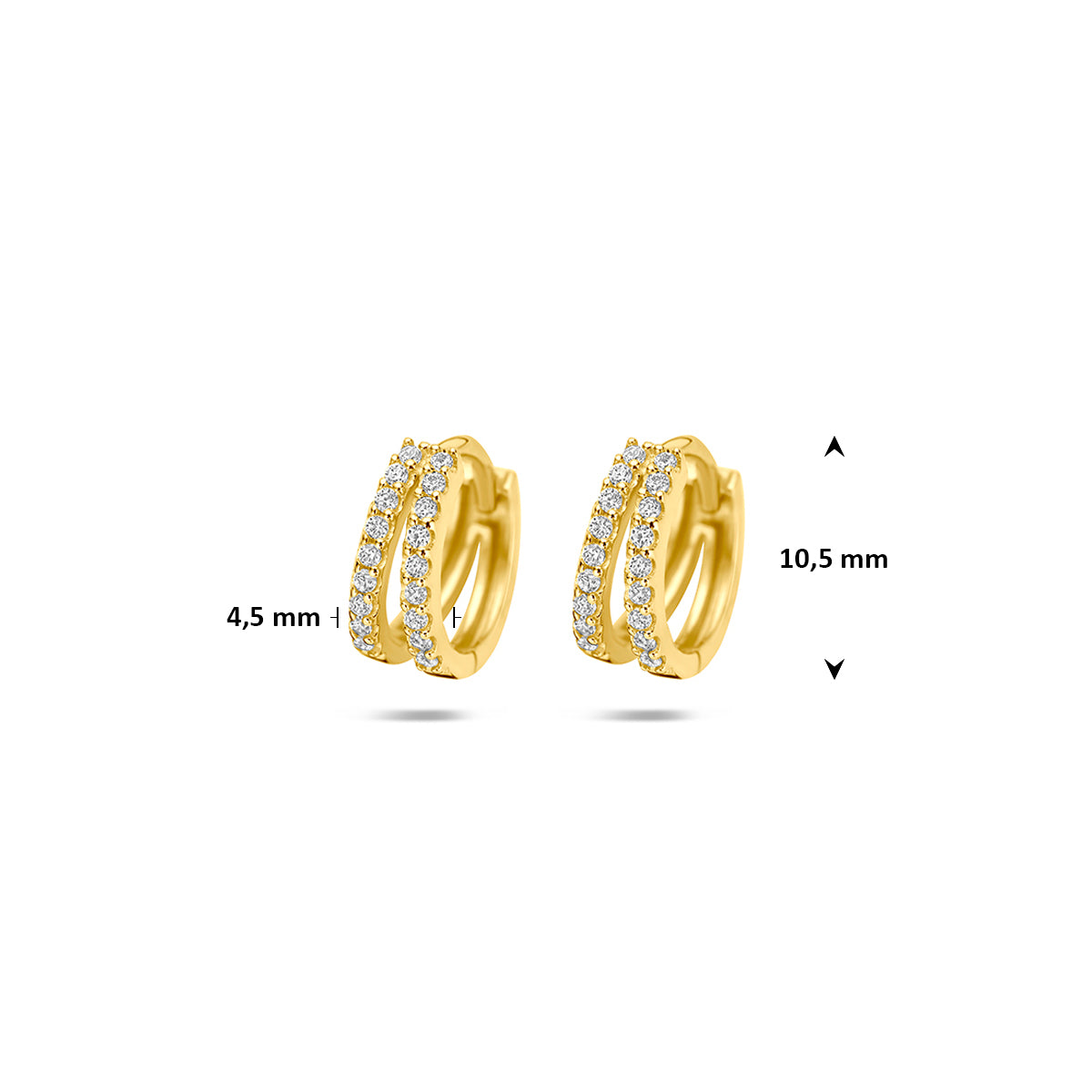 Fantasy Collection Klapoorringen zirkonia 14K geelgoud 10,5 mm - afbeelding 4