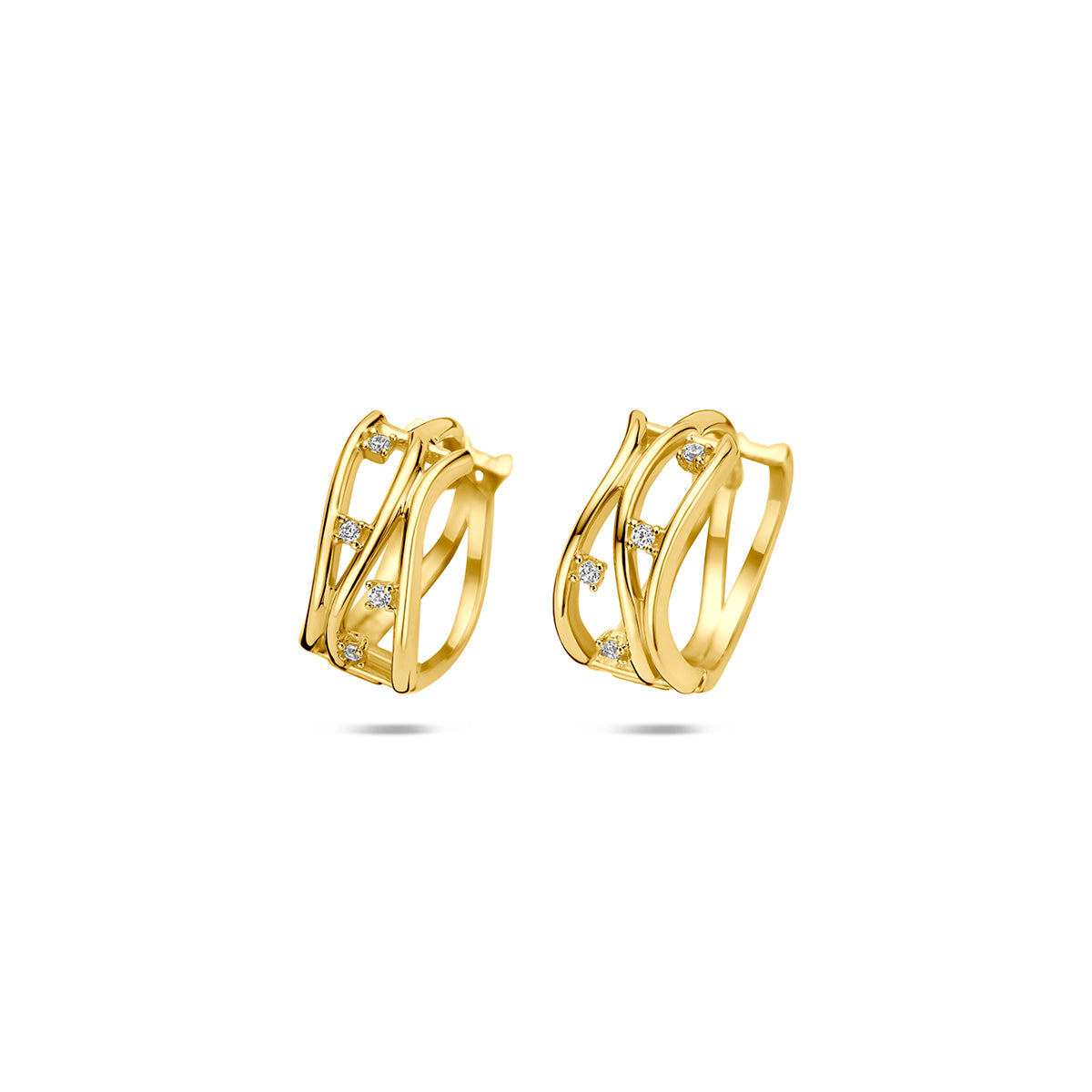 Fantasy Collection Klapoorringen zirkonia 14K geelgoud 12,5 mm