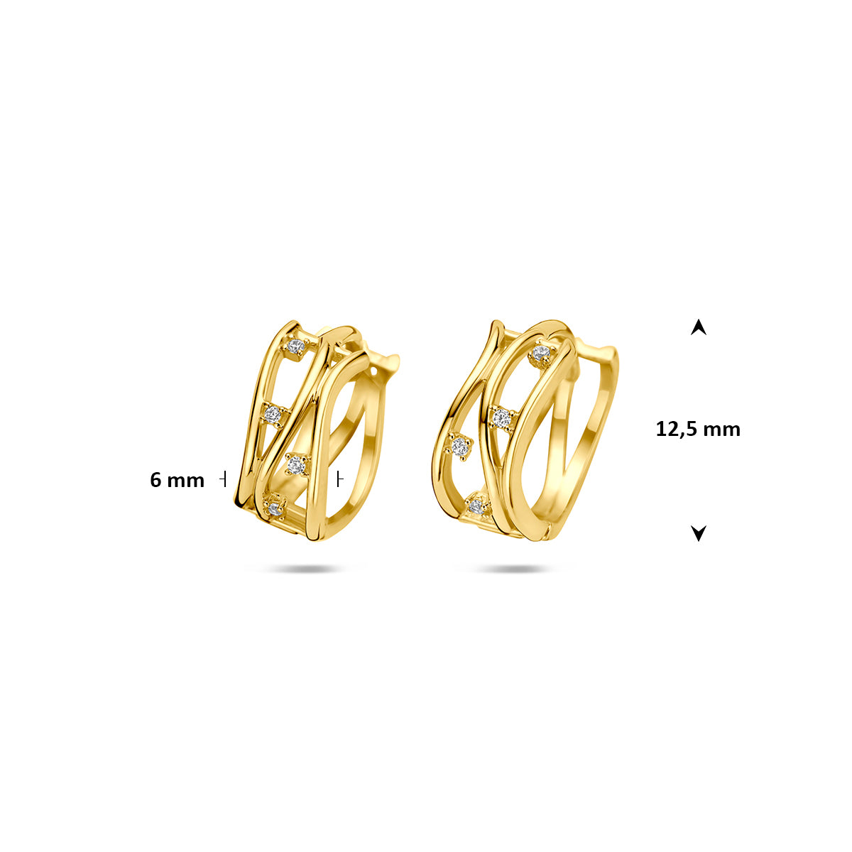 Fantasy Collection Klapoorringen zirkonia 14K geelgoud 12,5 mm - afbeelding 4