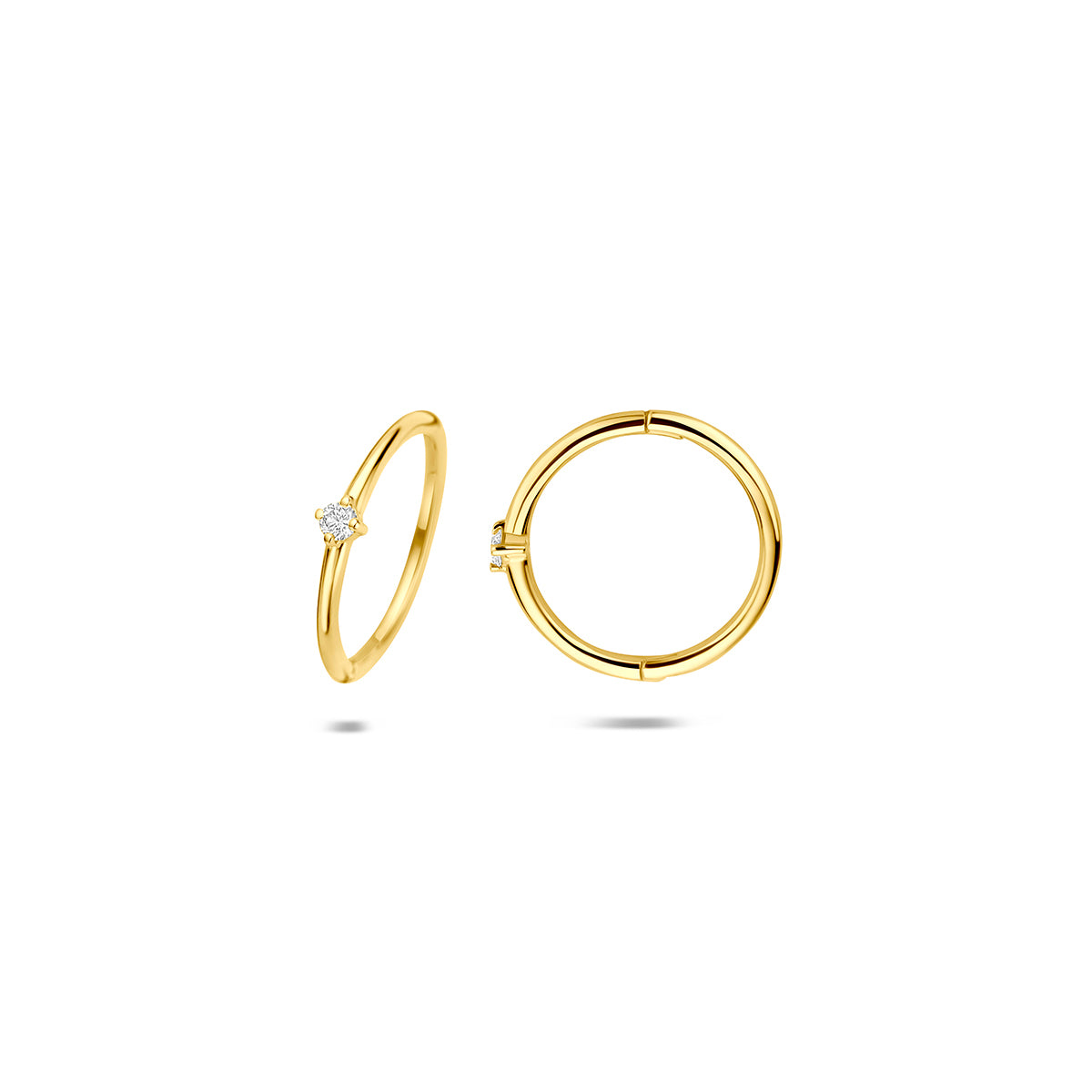 Fantasy Collection Klapoorringen diamant 14K geelgoud 0.03ct (2x 0.015ct) h si 12 mm - afbeelding 3