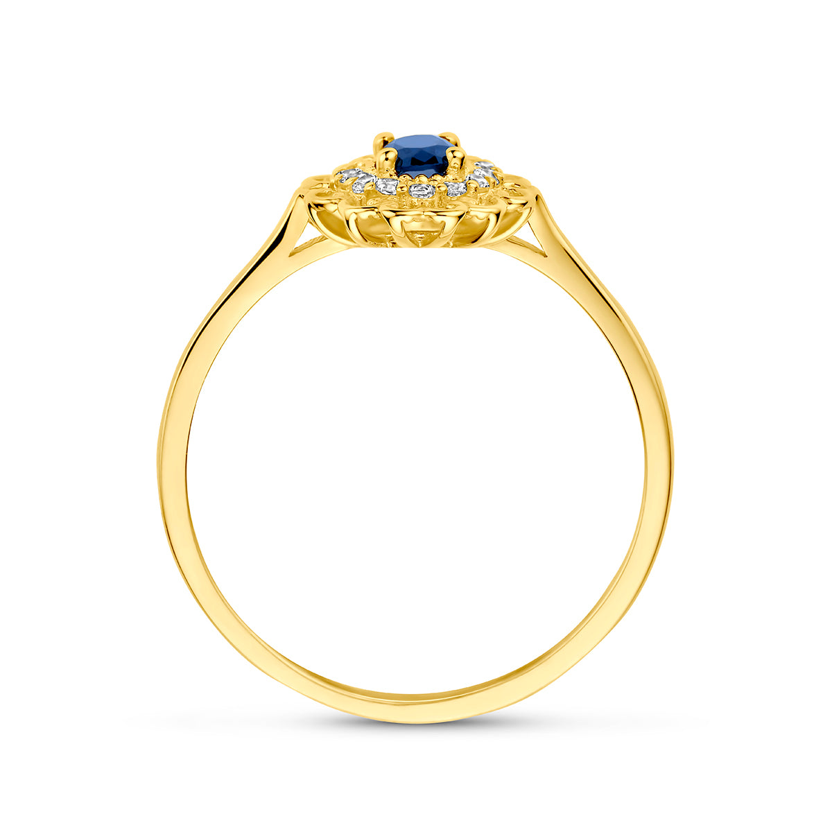 Fantasy Collection Ring blauw en wit zirkonia 14K geelgoud - afbeelding 3