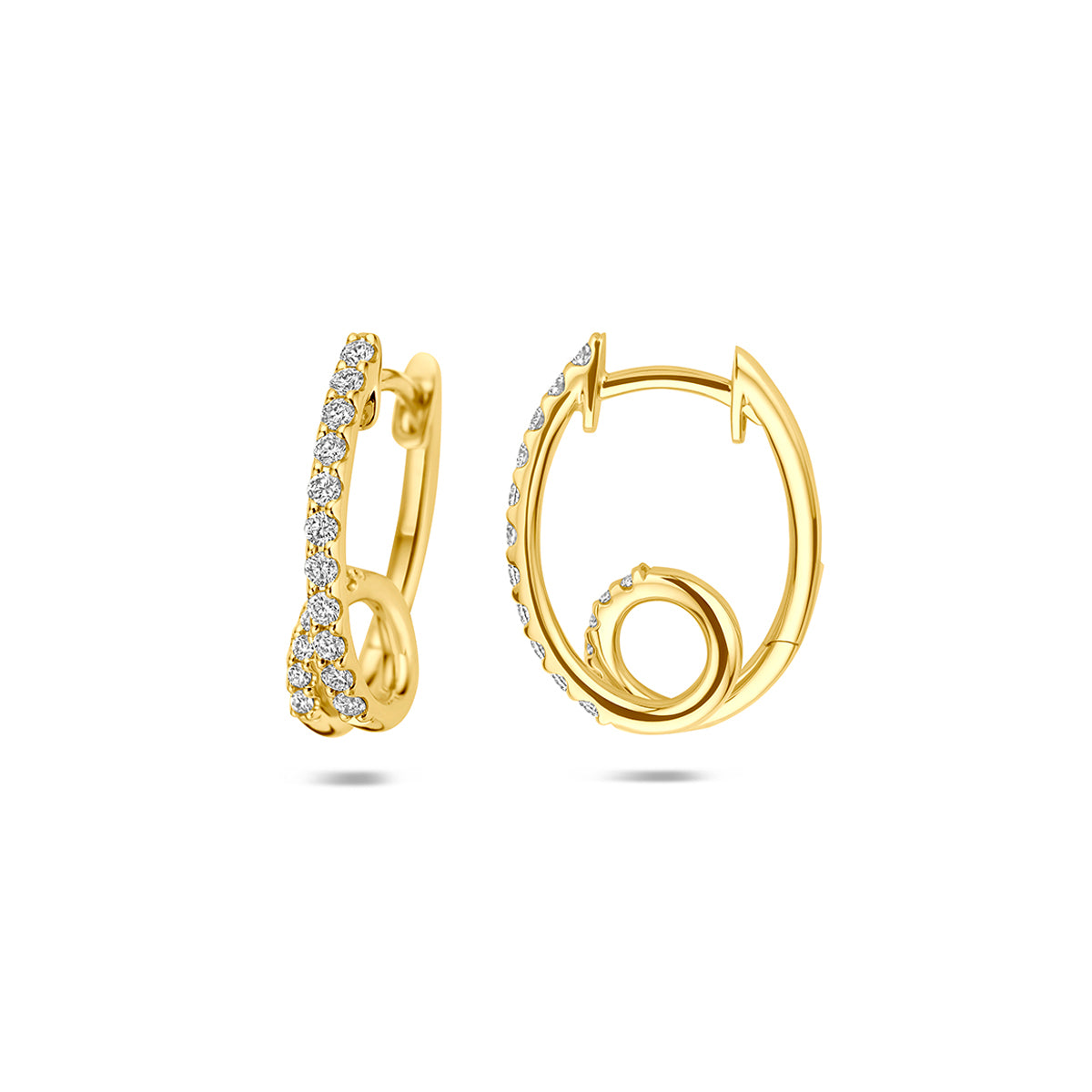 Fantasy Collection Klapoorringen diamant 14K geelgoud 0.32ct (2x 0.16ct) h si 16,5 mm - afbeelding 3