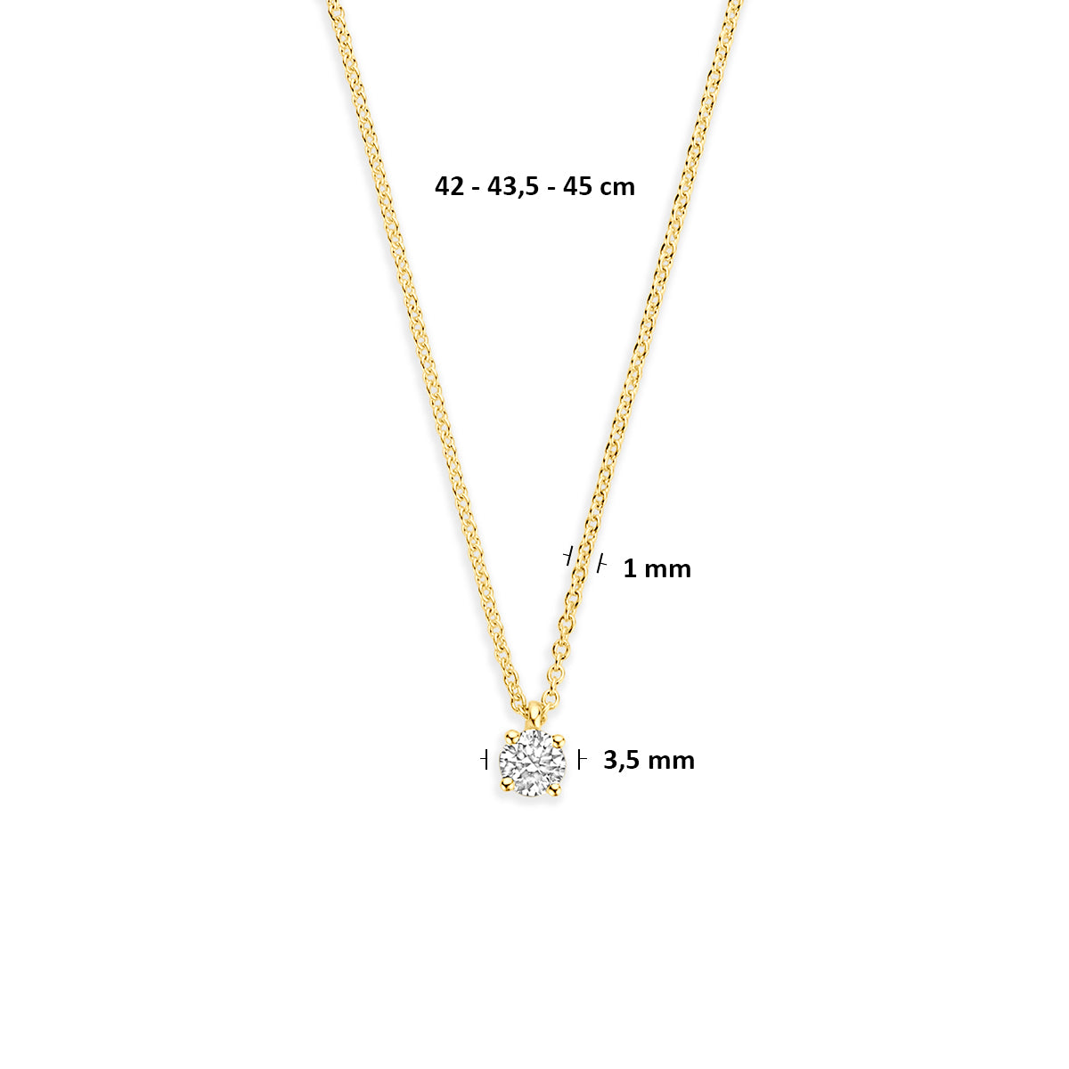 Fantasy Collection Collier diamant 14K geelgoud 0.15ct h si 42 - 43,5 - 45 cm - afbeelding 4