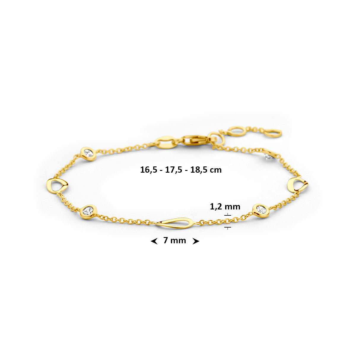 Fantasy Collection Armband zirkonia 14K geelgoud 16,5 - 17,5 - 18,5 cm - afbeelding 3