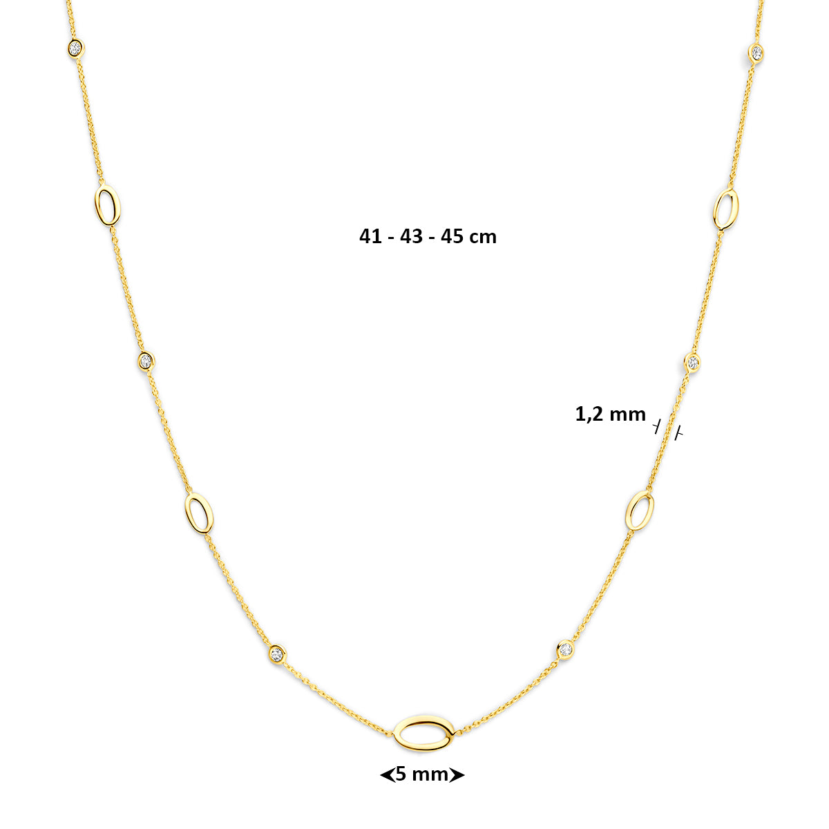 Fantasy Collection Collier zirkonia 14K geelgoud 41 - 43 - 45 cm - afbeelding 4
