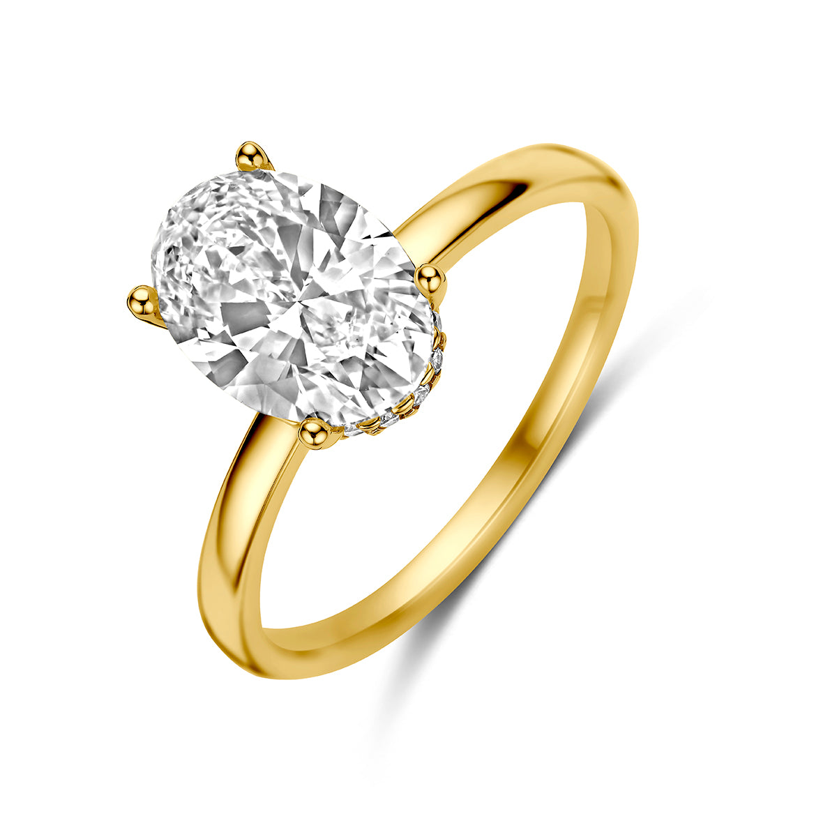 Fantasy Collection Ring lab grown diamant ovaal 14K geelgoud 2.09ct f vs - afbeelding 3