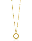 ZINZI Gold Plated Zilveren Ketting met Bolletjes en Ronde Hanger Bolstructuur 42-45cm ZIC2704G