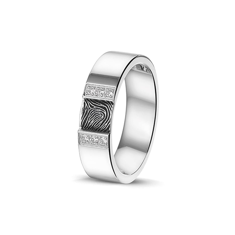 See You Polished Gem Fingerprint Ring (Steel) - RS409-EU47