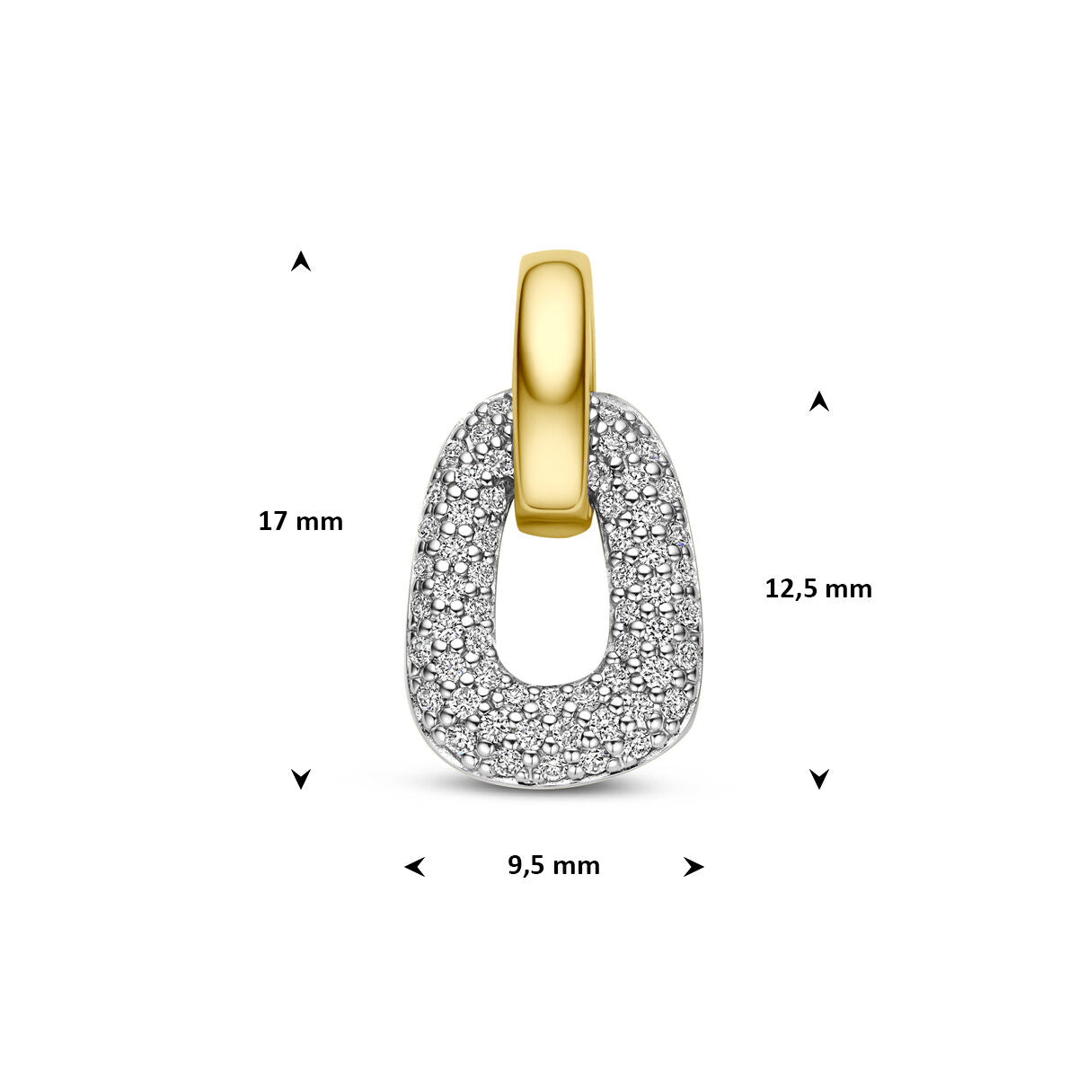 Hanger diamant 0.21ct h si 14K bicolor goud 12,5 mm