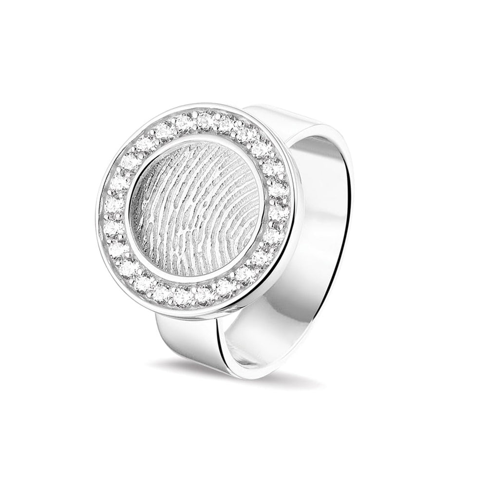 See You Vingerafdrukring met ronde disk, zilver – 410 – afbeelding 1