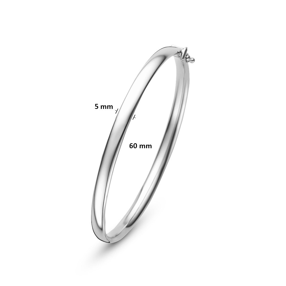 Bangle scharnier ovale buis 5 x 60 mm 14K witgoud