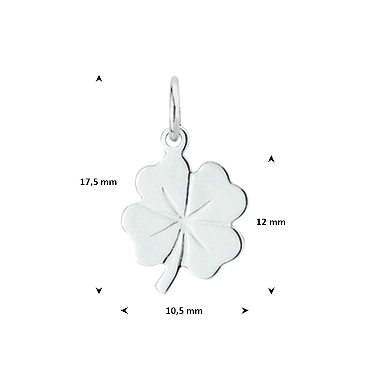 Hanger klavertje 12 mm 14K witgoud