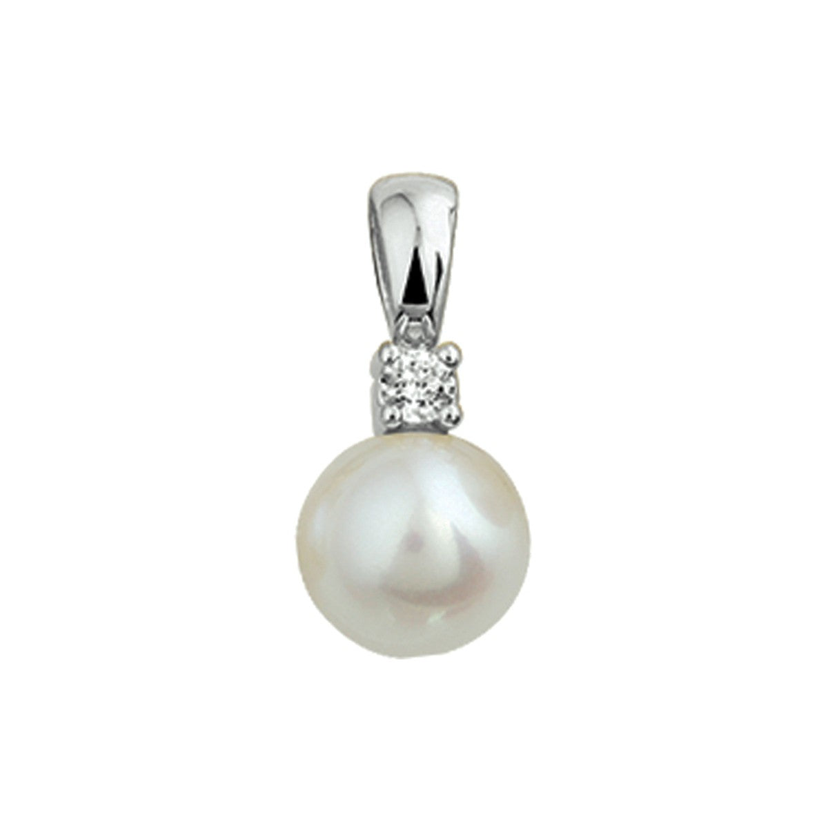 14K witgoud hanger parel en diamant 0.05ct h si 4100776 - PansiteNederland.nl