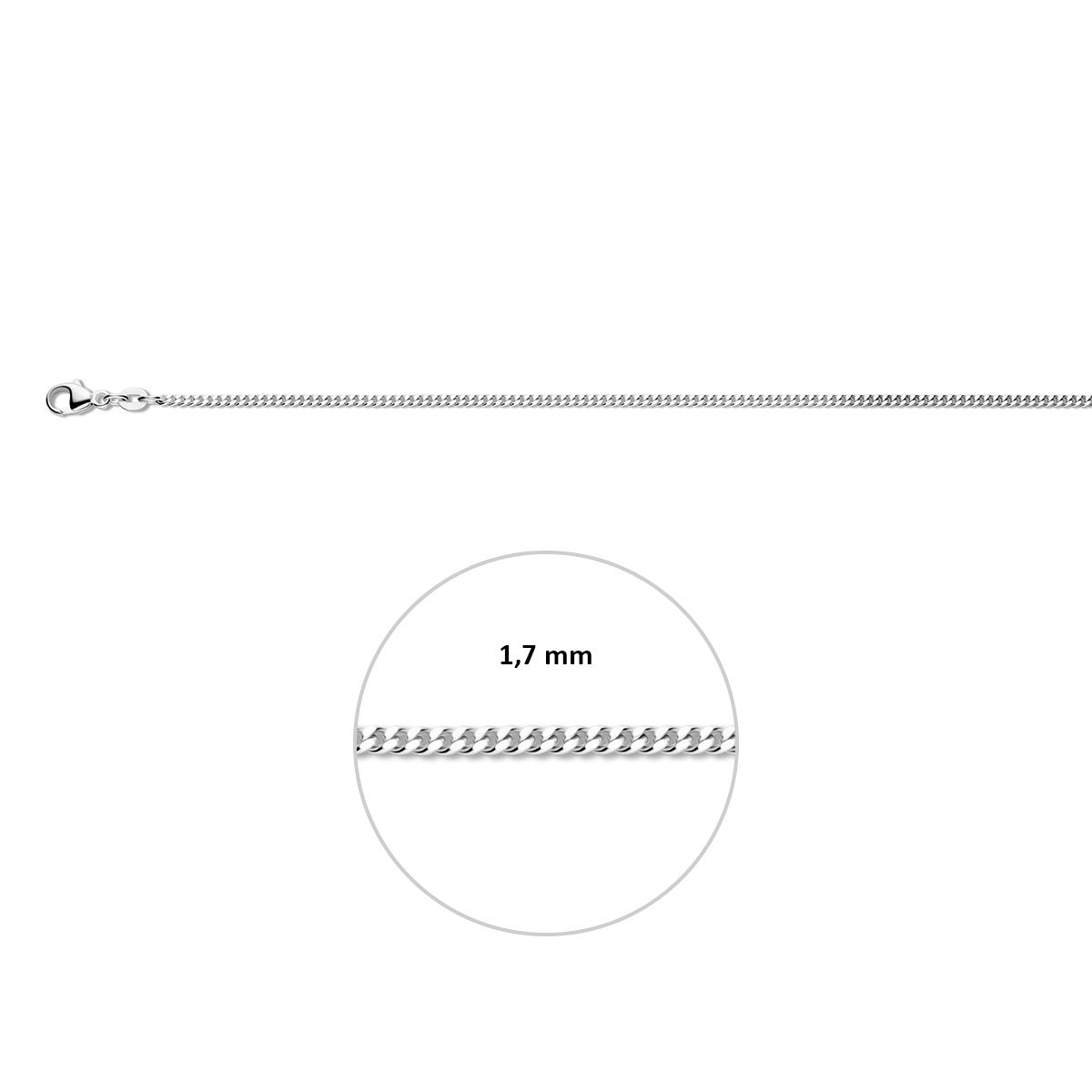 Collier gourmette 1,7 mm 14K witgoud