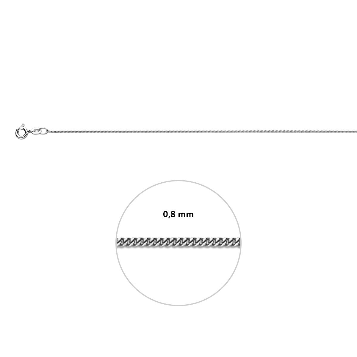 Collier gourmette 0,8 mm 14K witgoud