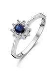 14K Witgouden Ring Saffier En Diamant 0.08Ct H P1 4103758 - PansiteNederland.nl