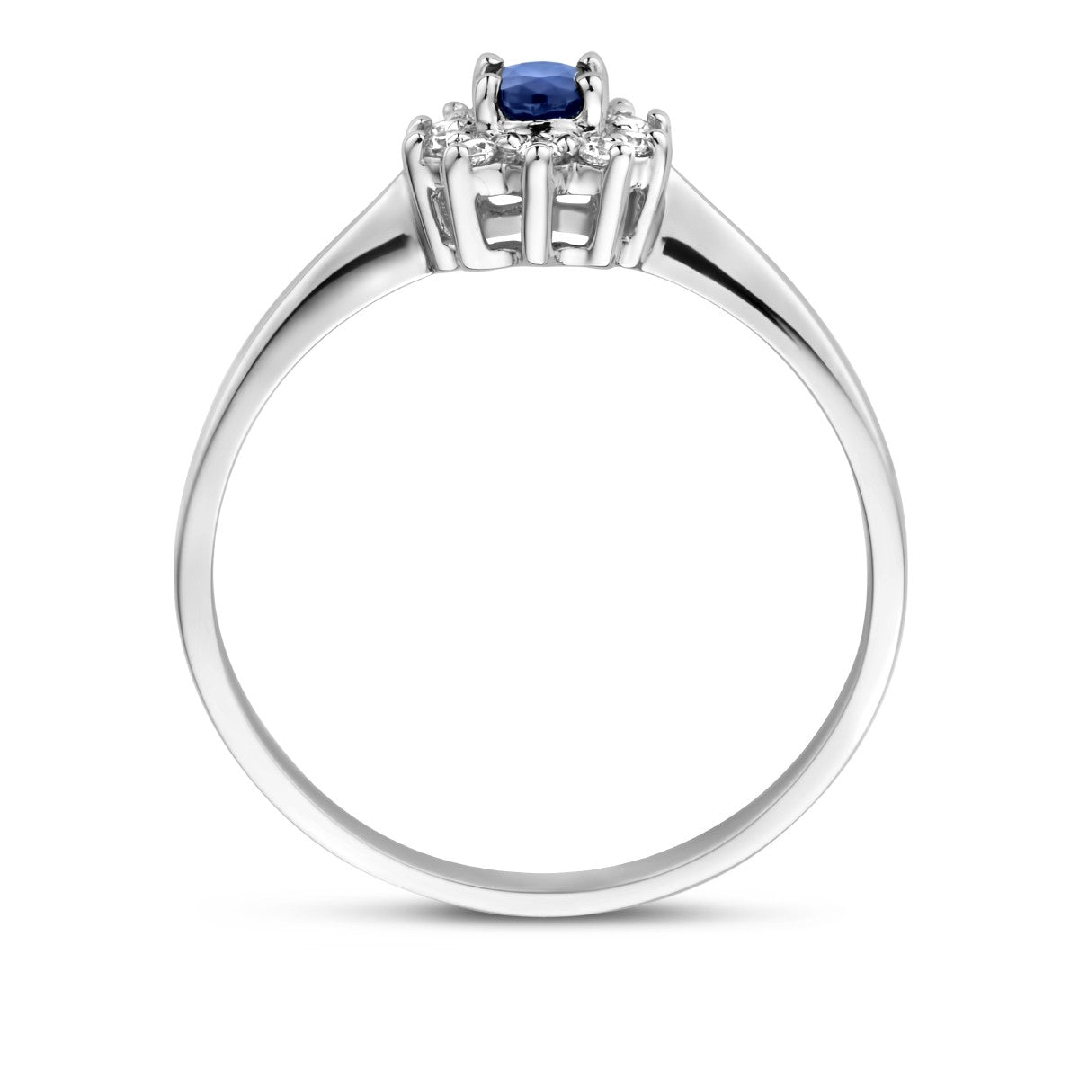 14K Witgouden Ring Saffier En Diamant 0.08Ct H P1 4103758 - PansiteNederland.nl