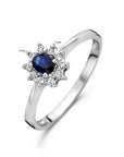 14K Witgouden Ring Saffier En Diamant 0.08Ct H P1 4103758 - PansiteNederland.nl
