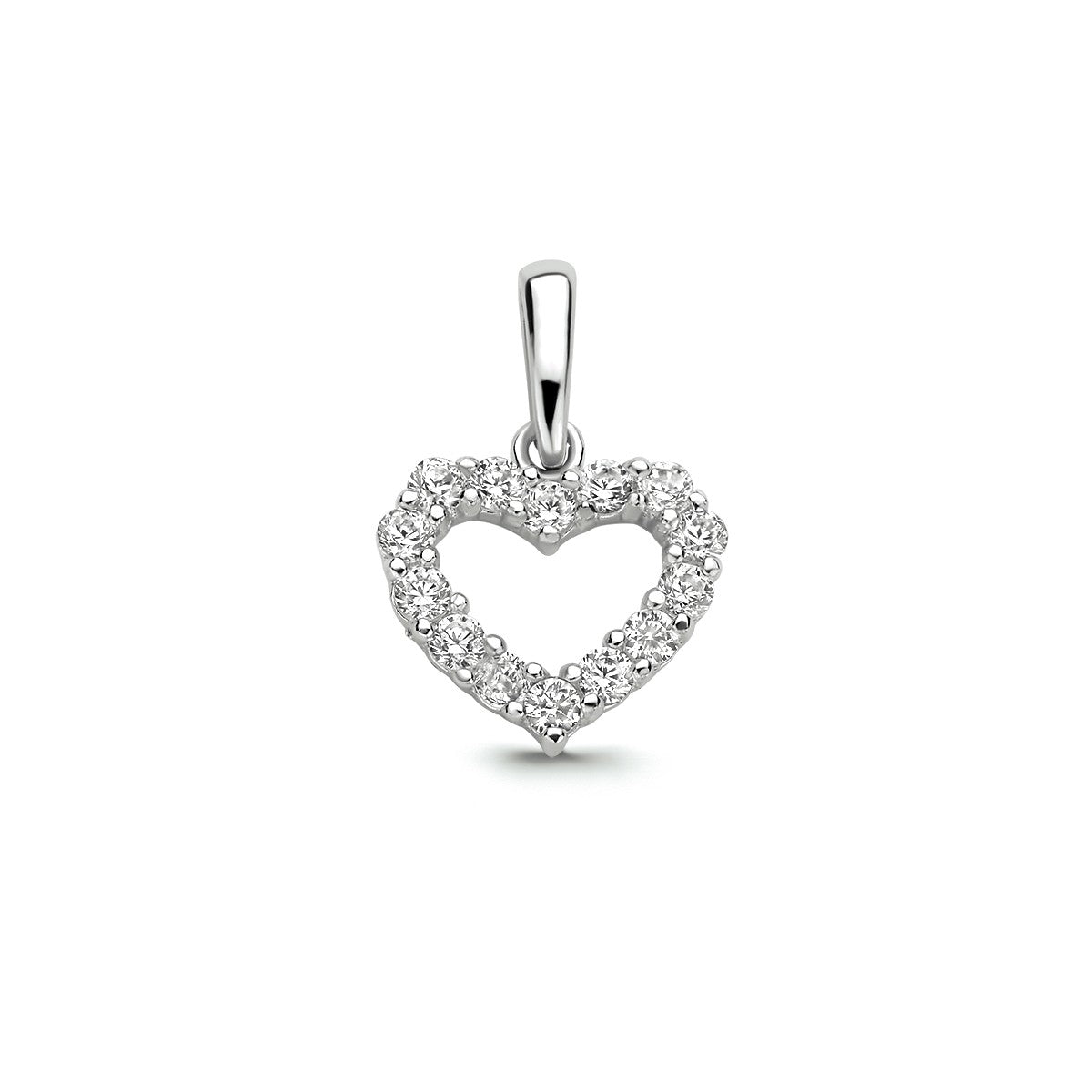14K witgoud hanger hart zirkonia 4104129 - PansiteNederland.nl