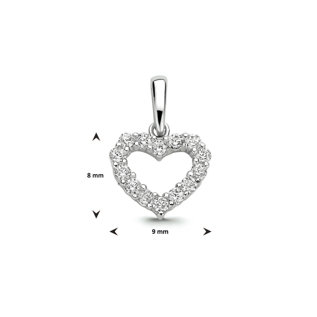 14K witgoud hanger hart zirkonia 4104129 - PansiteNederland.nl