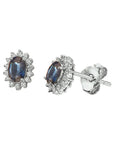 Witgouden oorknoppen saffier diamant 0.19ct(2x0.095) h si - PSN4104654