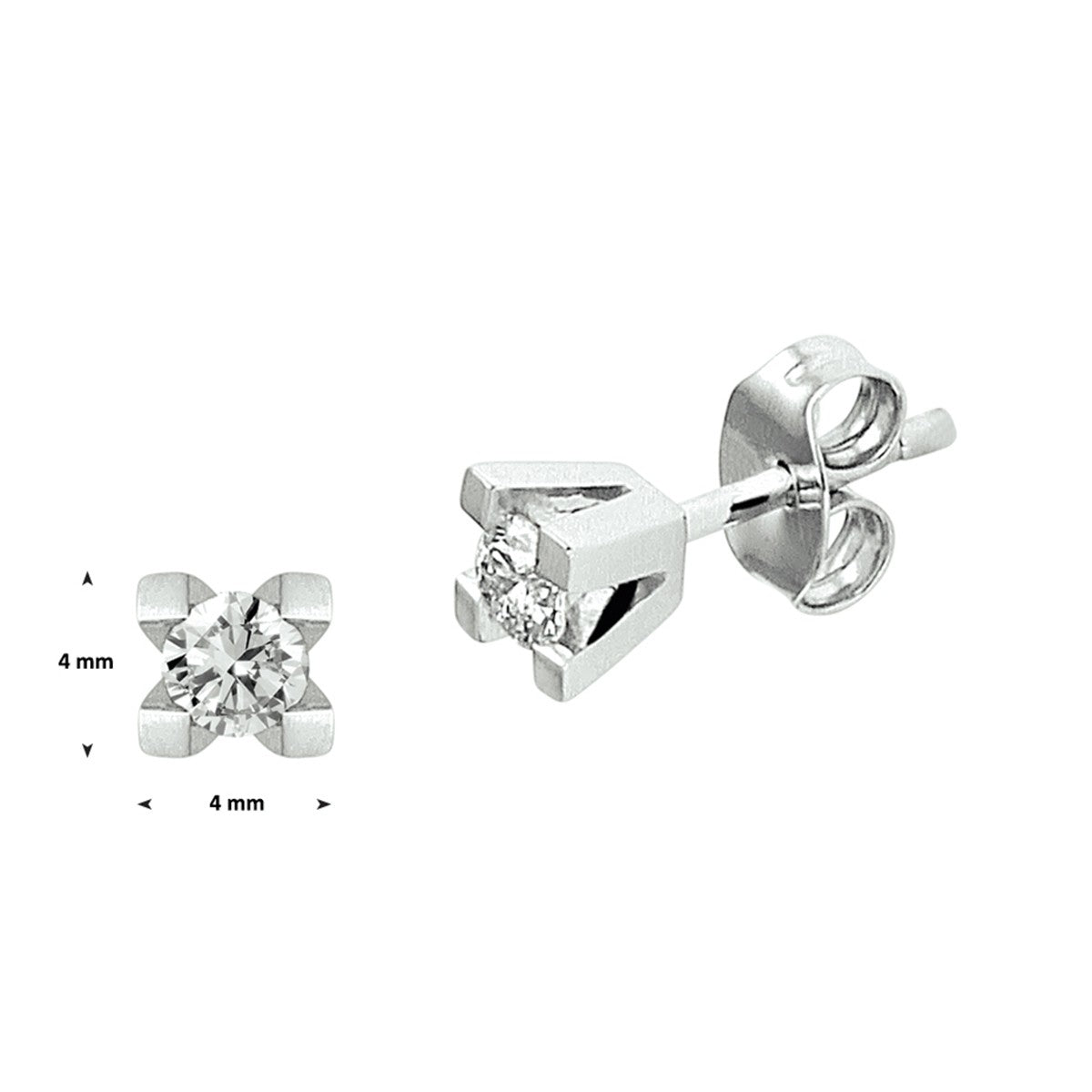 14K Witgoud Oorknoppen Diamant 0.20Ct (2X0.10Ct) H Si 4104747 - PansiteNederland.nl