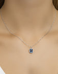 14K witgoud hanger london blue topaas en diamant 0.10ct h si 4105282