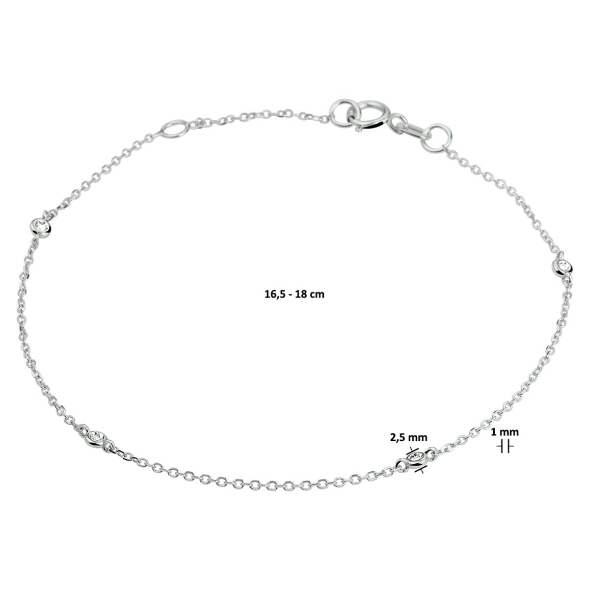 14K Witgoud Armband Diamant 0.04Ct H Si 16,5 - 18 Cm 4105289 - PansiteNederland.nl