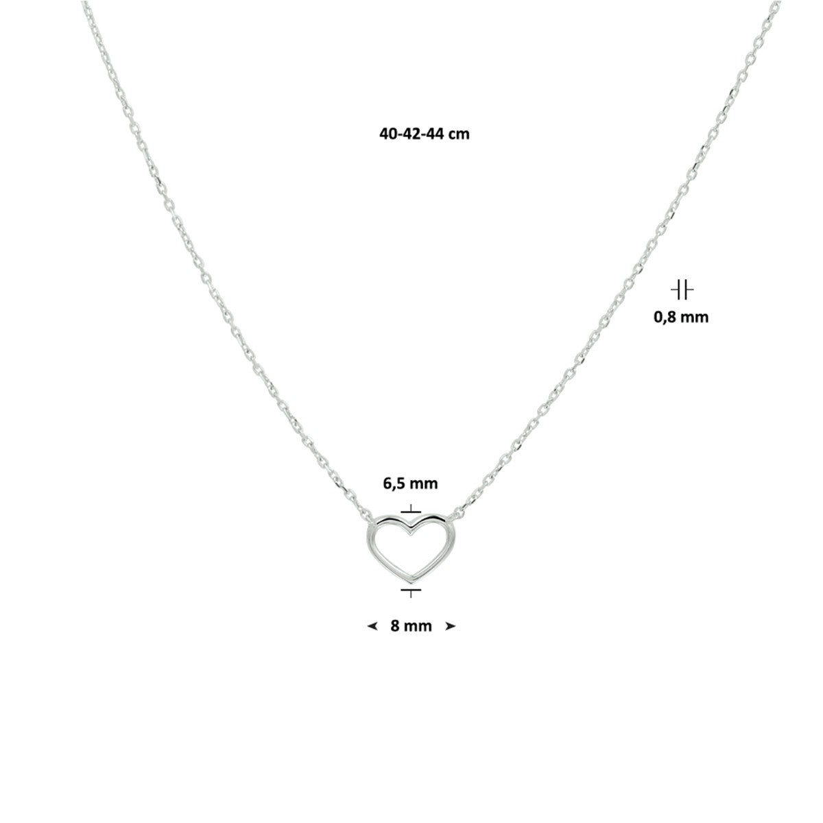 14K witgoud collier hart 0,8 mm 40 - 42 - 44 cm 4105387 - PansiteNederland.nl