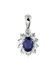 14K witgoud hanger saffier en zirkonia halo 4105393 - PansiteNederland.nl