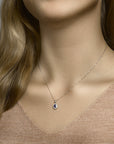 14K witgoud hanger saffier en zirkonia halo 4105393 - PansiteNederland.nl