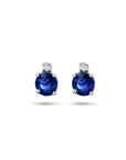 14K Witgoud Oorknoppen Saffier En Diamant (2X 0.015Ct) H Si 4105644 - PansiteNederland.nl