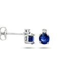 14K Witgoud Oorknoppen Saffier En Diamant (2X 0.015Ct) H Si 4105644 - PansiteNederland.nl