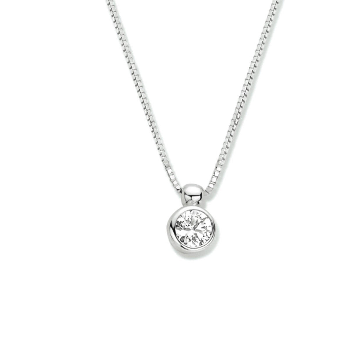 14K witgoud collier zirkonia 42 - 45 cm 4105650 - PansiteNederland.nl