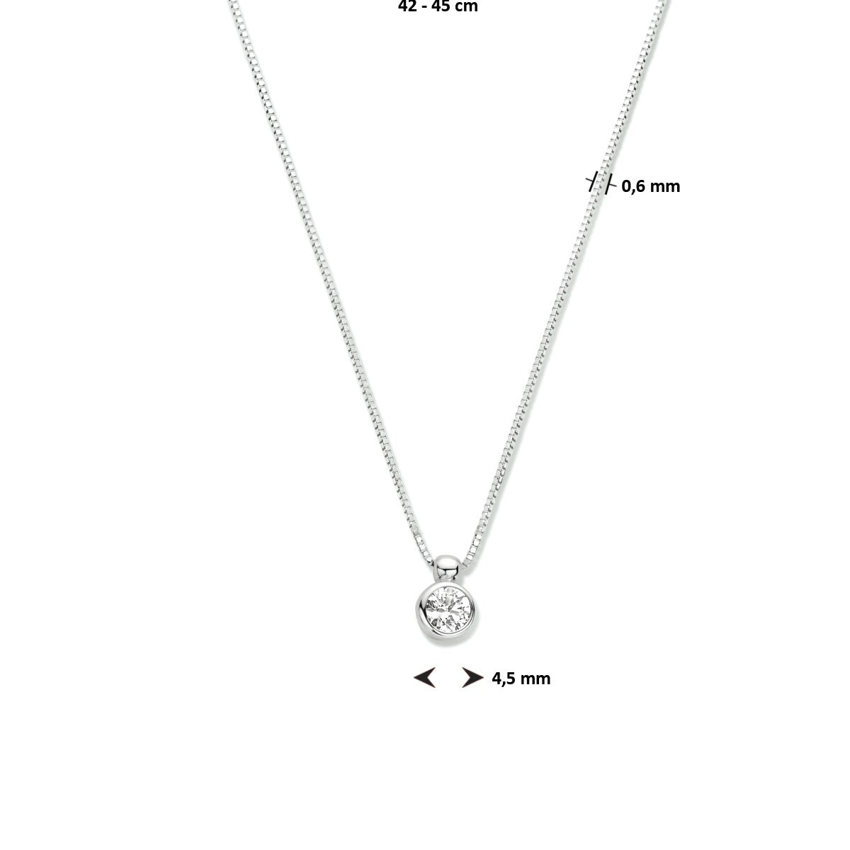 14K witgoud collier zirkonia 42 - 45 cm 4105650 - PansiteNederland.nl