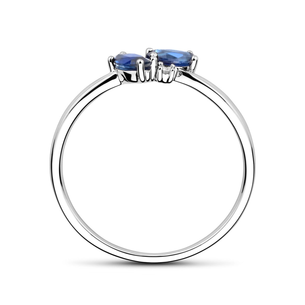 14K Witgouden Ring Saffier En Diamant 0.02Ct H P1 4106040 - PansiteNederland.nl