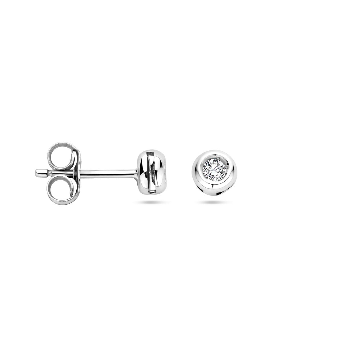 14K Witgoud Oorknoppen Diamant 0.10 Ct (2X 0.05Ct) H Si 4106073 - PansiteNederland.nl