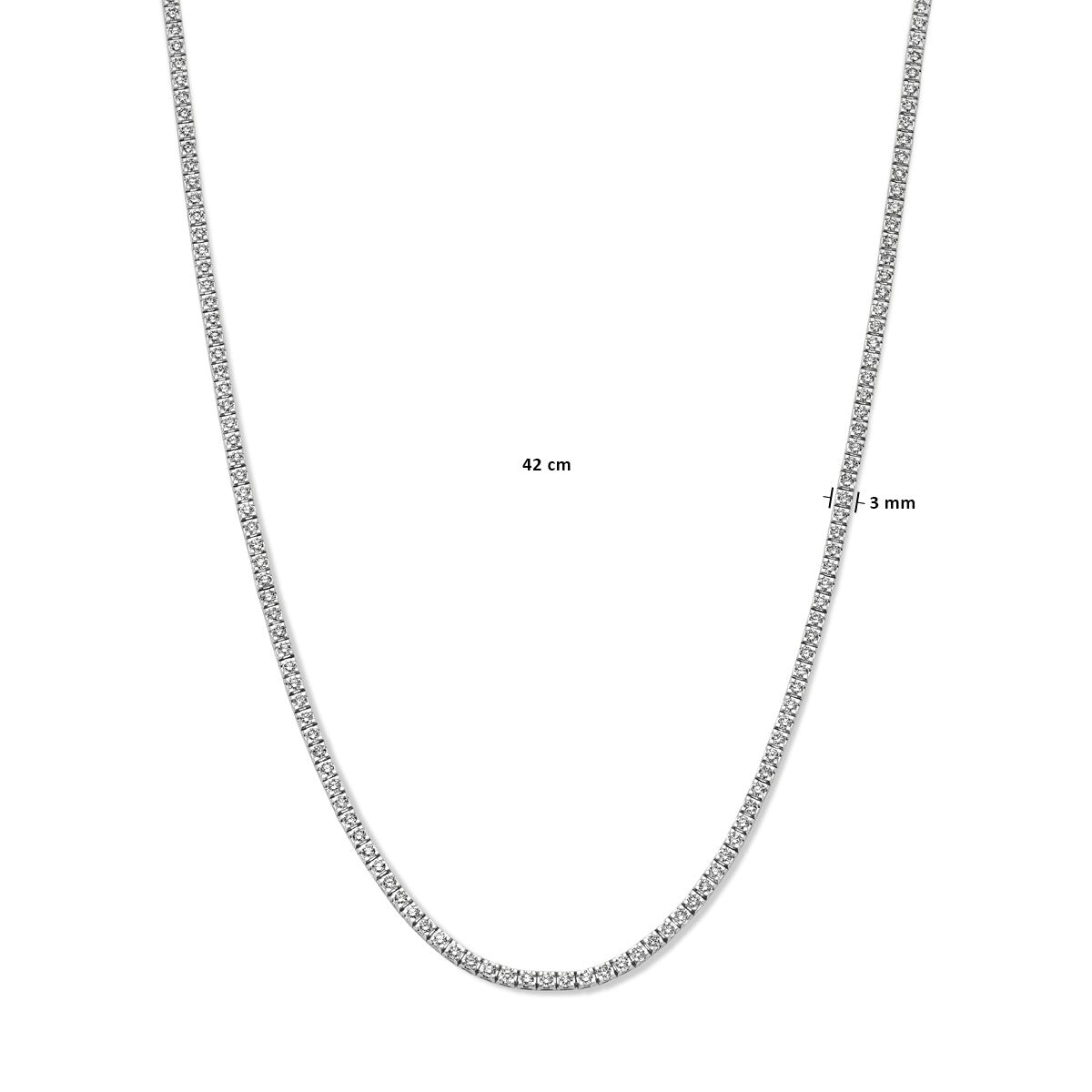 14K witgoud tenniscollier lab grown diamant 7.00ct g si 3,0 mm 42 cm 4106083 - PansiteNederland.nl